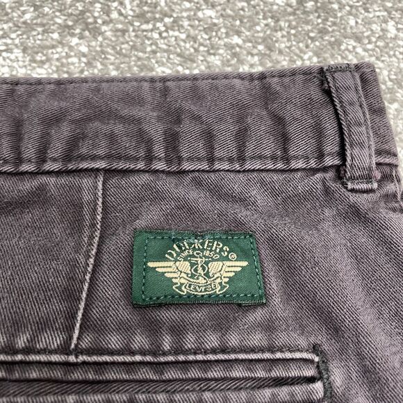 Dockers Vintage Khaki Pants Mens 36x30 Black Pleated Front Straight Cotton Work - Picture 11 of 15